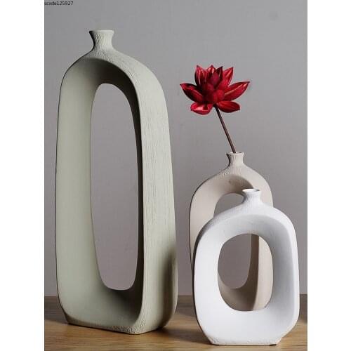 European-style Ceramic Hollow Vase Desktop Flower Arrangement Living Room Dining Table Dried Flower Decor Vase Crafts Home Decor
