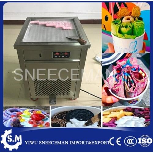 Free shipping Big pan 50cm pan roll machine automatic fried ice cream rolling rolled machine 25-35L/H frying soft ice cream make