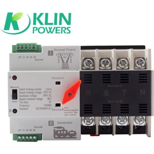 Mini W2R 4P 100A ATS 220V Power Automatic Transfer Switch Electrical Selector Switches circuit breakers generator part