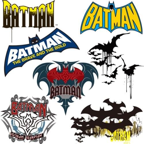 Cartoon Batman Men Thermal transfer stickers clothes Fashion boy Ironing patch clothes DIY washable T-shirt clothes stickers