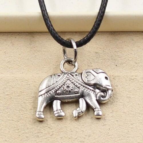 New Durable Black Faux Leather Thailand Mounts Elephant Pendant Cord Choker Charm DIY Retro Boho Tibetan Necklace Jewelry