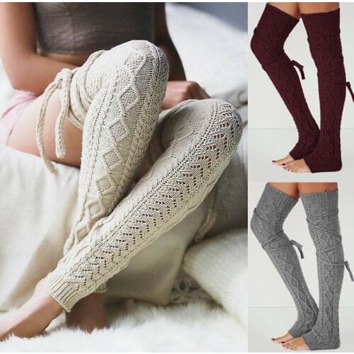 New Fashion Kawaii Women Winter Crochet Knitted Stocking Leg Warmers Boot Thigh High Fancy Women'e Stockings
