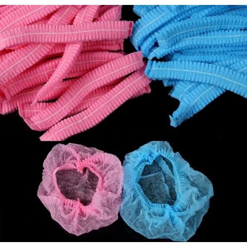 100pcs/lot Non-woven Disposable Shower Caps Pleated Anti Dust Hat Women Men Bath Caps for SPA Hair Salon Caps Beauty Accessories
