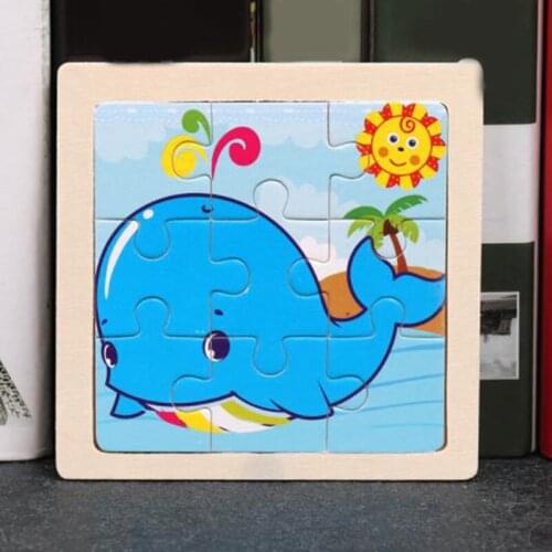 Jigsaw For Children Baby Cartoon Animal Puzzles Kids Toy Wood Puzzle Wooden 3D Puzzle Educational Toy Mini Size 11*11CM