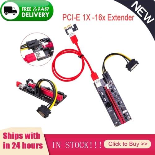 New PCI-E pcie Riser 009 Express 1X 4x 8x 16x Extender PCI E USB Riser 009S GPU Dual 6Pin Adapter Card SATA 15pin For BTC Miner