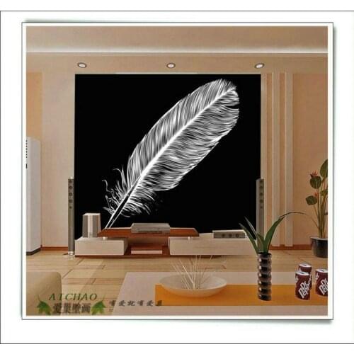 Custom mural wallpaper for living room sofa bedroom TV backdrop painted personalized fashion black feather