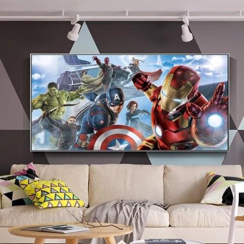 Marvel Avengers Movie Poster Superhero Canvas Painting Iron Man Prints Wall Art Gifts Cuadros Living Room Kids Room Decoration