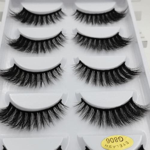 SHIDISHANGPIN Eyelash 5 pairs handmade mink eyelashes Wispy Fluffy Dramatic faux cils 3d mink lashes extension fasle eyelashes