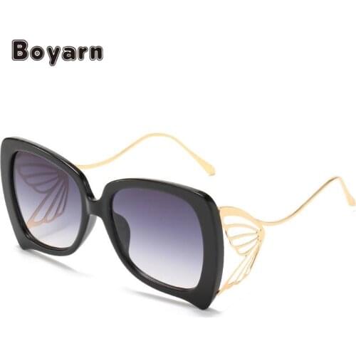 Boyarn Hip Hop Sunglasses Fashion Gold Metal Chain Square Sun Glasses Celebrity Luxury Brand Designer Women/men Shades UV400