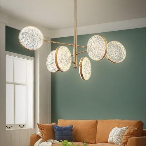 Modern Golden LED chandelier Nordic Iron hanging lamp crystal luxury lighting for living room restaurant bedroom home fixtures