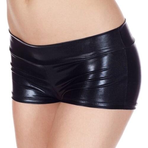 Wetlook Cand Color PU Patent Leather Pole Dance Clubwear Hot Booty Shorts Mini Short Calcinba Boxers Underwear Lingerie Boyshort