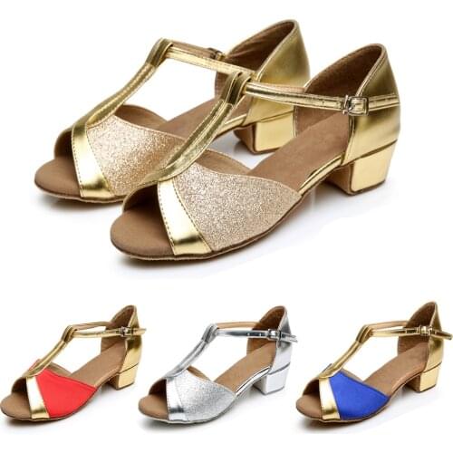 Children Latin Shoes Latin Dance Shoes Girls Glitter Ballroom Salsa Tango Dance Shoes Women Sneakers for Dancing C05