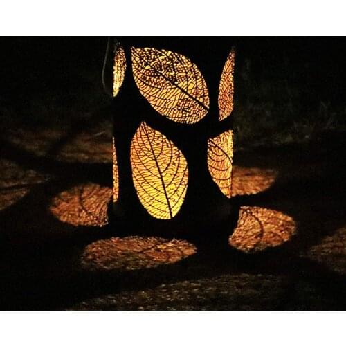 Outdoor Waterproof Leaf Solar Lights Hanging Decorative Metal Solar Lantern Nightlight Tabletop Lamp for Garden Yard Desk
