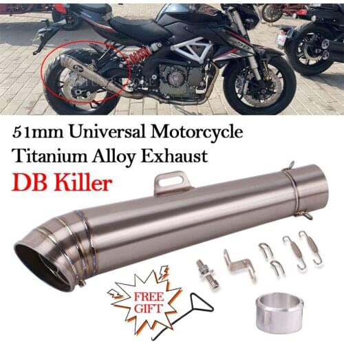 51mm Universal Motorcycle GP Exhaust Pipe Modified 60mm DB Killer Escape Titanium Alloy Muffler For FZ6N NMAX155 TRK 502C CRF230
