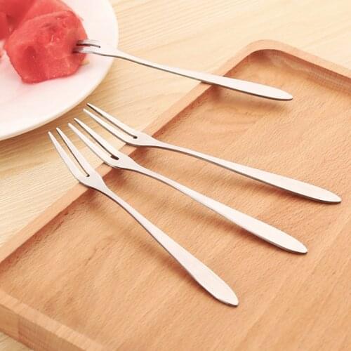 13.5x1.2cm 10 Pieces Stainless Steel West Tableware Fruit Fork Sign Small Fork Cake Dessert Fruit Fork Kitchen Accessory