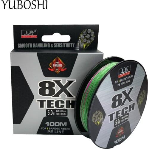 YUBOSHI Brand 8 Strand Japan Super Strong PE Braided Fishing Line Multifilament Fishing Line 100m Braid Thread