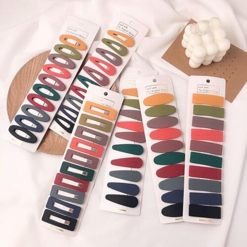 10PCS/Set New Women Girls Cute Morandi Color Geometric Matte Hairpins Sweet Hair Clip Barrette Headband Fashion Hair Accessories