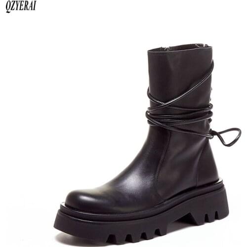 2020 autumn and winter Genuine leather Female boots Riding boots Womens boots black Head layer cowhide Womens shoes