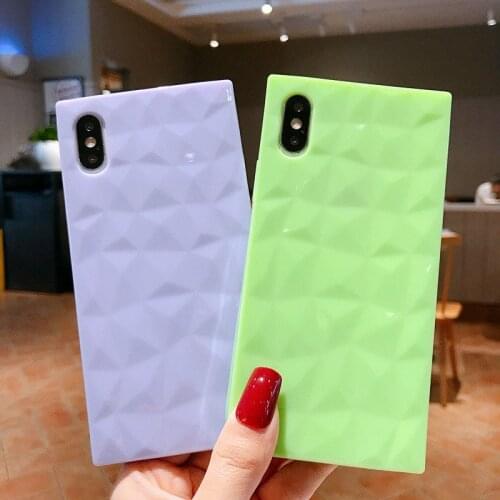 2019 Candy Color Diamond Patterned Phone Case For iPhone X XR XS Max Silicone Cover For iPhone 6 6S 7 8 Plus Cases Luxury Coque