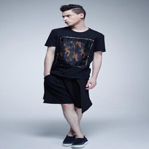 27-44 ! 2016 New Mens clothing fashion Fashion faux two piece set dress fashion knee-length pants Plus size singer costumes