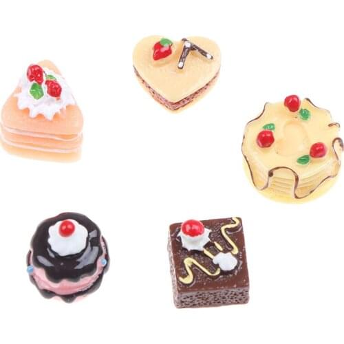 5Pcs Resin Simulation Chocolate Cakes Miniature Decorate Your Cute Dollhouse Add Some Lively Aure Food Figurine