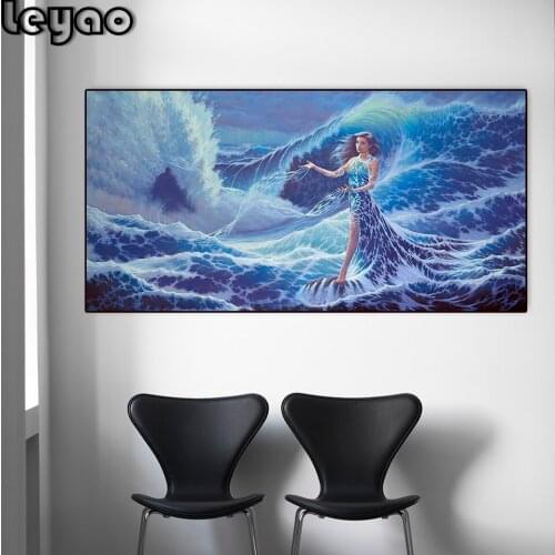 Big size 5D diamond embroidery Abstract surf girl diamond painting full drill square round diamond mosaic home decoration
