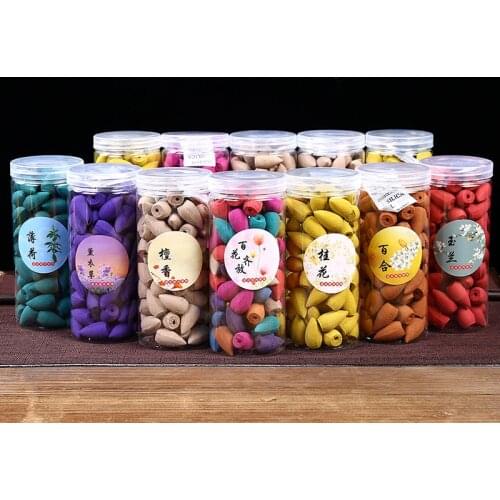 Fragrance Backflow Incense Cones 190pcs Big Capacity Box for Waterfall Incense Burner Ceramic Censer Smell Remove Indian Incense