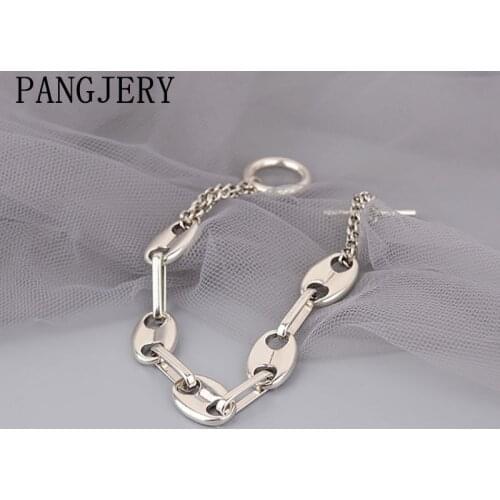 PANGJERY 925 Sterling Silver Adjustable Chain Bracelets for Women INS Fashion Creative Pig Nostrils Anniversary Jewelry Gifts