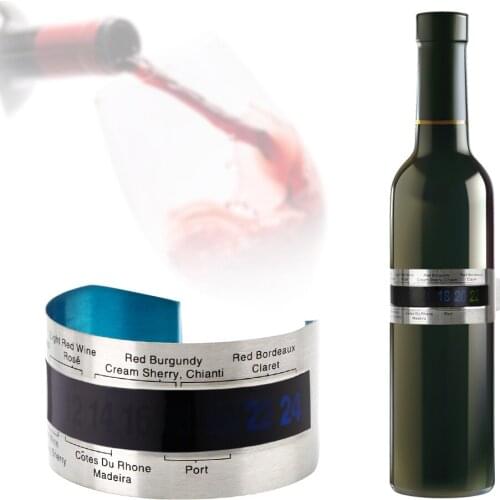 Red Wine Temperature Sensor LCD Display Bottle Wine Thermometer Stainless Steel Bracelet Thermometer Serving Party Checker