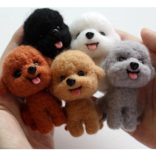 DIY Cute Animal Wool Felting Non Finished Felt Fashion Women Craft Handmade Lovely Dog Puppy Toy Doll Wool Felt Poked