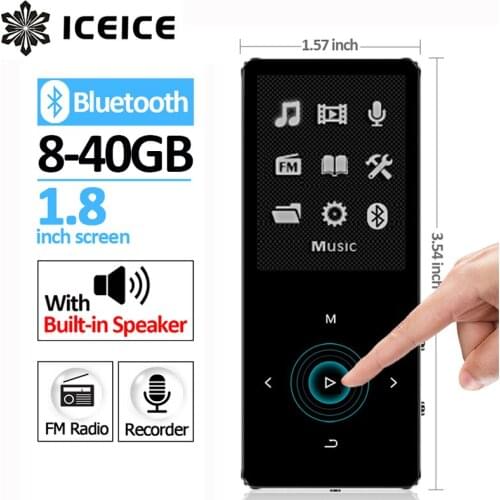 ICEICE Music Player with Bluetooth and Built-in Speaker 1.8'' Screen Touch keys Hi Fi MP 3 Player Portable Metal Walkman 8G 16G