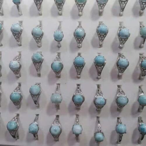 Natural Larimar Stone Ring Blue Woman Jewelry Fashion Anillos Mujer Ringen Bijoux Femme Attracts Eyes Aliança De Namoro