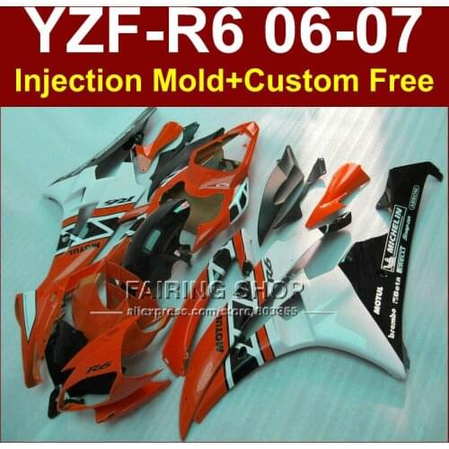 F4GV MOTUL fairing kits for YAMAHA YZFR6 2006 2007 orange white fairings set YZF1000 YZF R6 06 07 Injection bodyworks O9H6