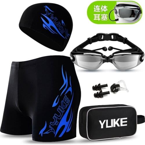 YUKE Swim suits men swimwear with Swimming Goggles Cap Ear Plugs Nose Clip and mens swim briefs swimming shorts for men swim