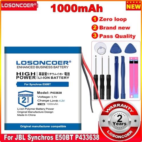 LOSONCOER 0 Cycle 100% New 1000mAh Battery for JBL Synchros E50BT P433638 Wireless Headset Full Accumulator 2-wire in stock