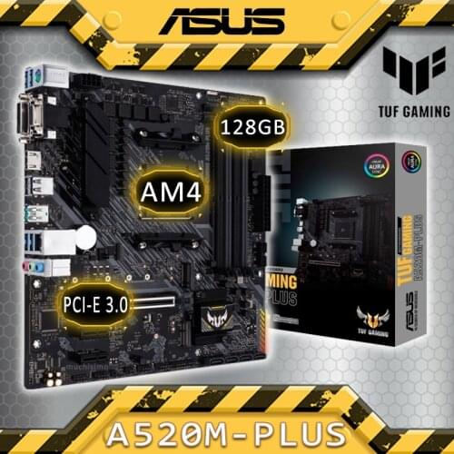 Socket AM4 Asus TUF GAMING A520M-PLUS Motherboard CHIA AMD A520 PCI-E 3.0 M.2 SSD VGA DDR4 Overlocking AMD A520 Placa-mãe AM4