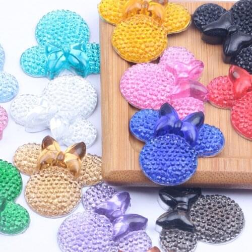 Minnie Head 100pcs 25x28mm Many Colors Resin Rhinestone Flatback Cabochon DIY Crafts Scrapbooking Jewelry Making Decorations