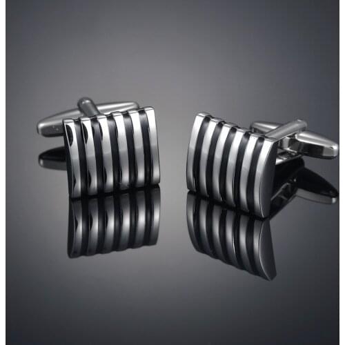 Fashion mens business sleeve nails Black black and white stripes Cufflinks French shirt cuff nails Cufflinks