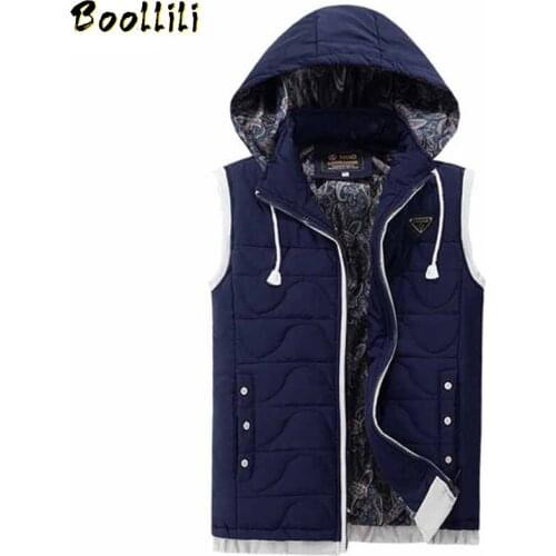 2020 New Cotton Winter Vests For Men XXXL Red Coat Mens Thicken Casual Hooded Outerwear Male Bodywarmer Sleevless Jacket