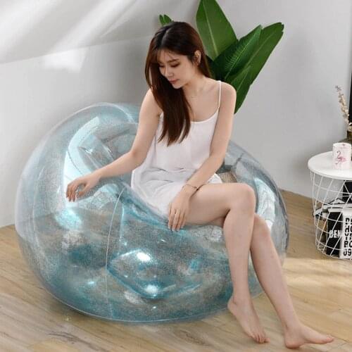 Hot Sale Fast Fashion Sequins Inflatable Sofa Lazy Bag Sleeping Bag Camping Portable Air Banana Sofa Beach Bed Air Hammock