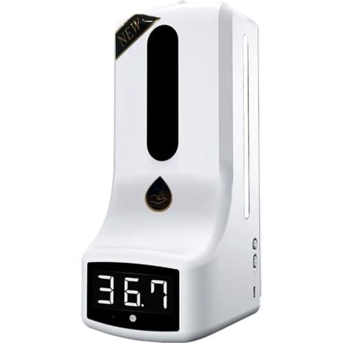 Wall-Mounted Thermometer with Hand Dispenser, K9 Automatic Temperature Measurement, with Alarm, for in Offices Schools