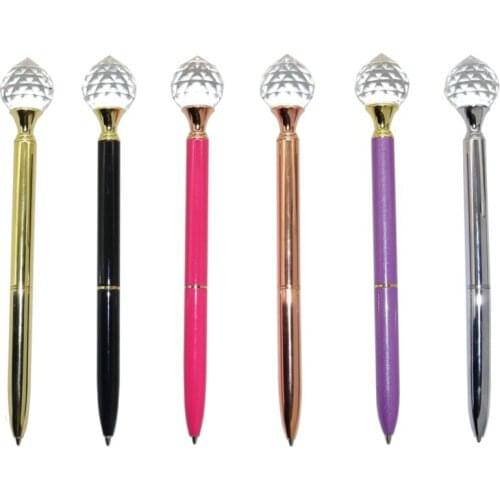 New Brand Drop Shape Diamond Metal Ballpoint pen Black refill (Gift: Blue refill 1pc) Office Stationery Writing Supplies