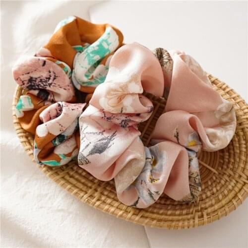New Satin Hair Scrunchies for Women Flower Ponytail Holder Hair Rope Rubber Bands Hair Accessories Femme Coletero