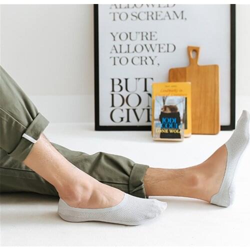 New Mens Socks, Ice Silk Mesh, Invisible Socks, Glue, Non-slip, Breathable, Pure Cotton, Mens Socks, Street Fashion