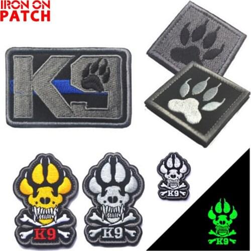 Embroidery Airsoft Patch K9 K-9 Pet DOG Paw Tactical Army Patch Emblem Military Patches Badge For Backpack