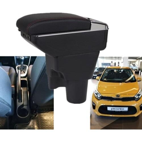 For Kia Picanto Armrest box central Store content Picanto armrest box with cup holder ashtray with USB interface