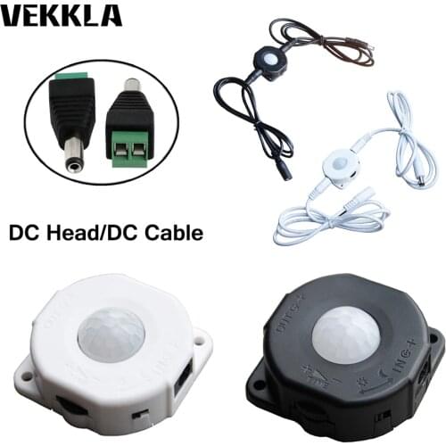 DC 5-30V Mini Control PIR Infrared Motion Sensor Detector Switch LED Strip Light Sensor Switch 12V 24V 6A With DC Head/Cable