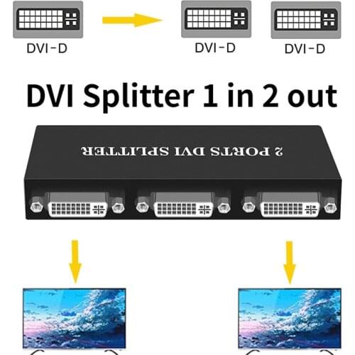 DVI Splitter 1x2 DVI-D Extender Adapter 1 IN 2 OUT HD 1080P for projector monitor computer graphic card