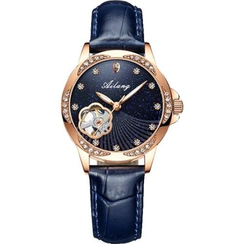 Montre Femme 2021 Top Brand APNUONR Luxury Fashion Mechanical Watch Gypsophila Womens Hollow Automatic Watch Womens