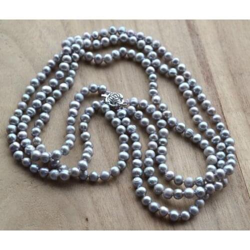 Gray Pearl Necklace,3 Strands 5-6mm Real Freshwater Pearl Necklace,Perfect Pearl Jewellery,Handmade Bridesmaid Jewelry